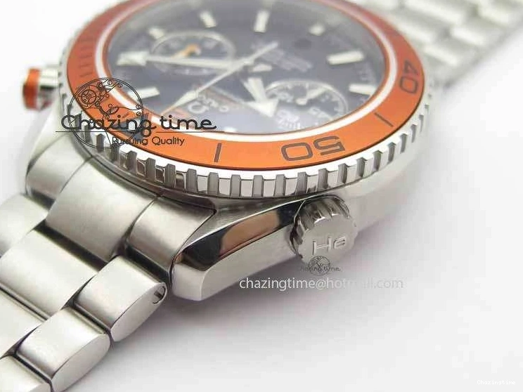0423 Sophisticated Planet Ocean Master Chronometer Chrono SS OM 1:1 Best Edition Orange On SS Bracelet A 8156
